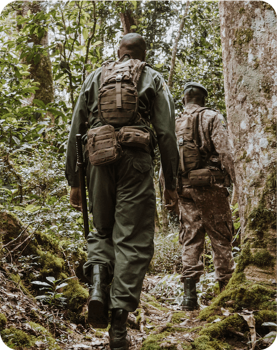 Rangers on patrol in the forest